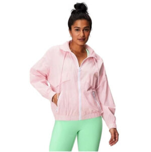 FABLETICS Nylon track Jacket Hood Pink White Size XS 4